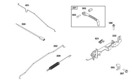 Controls Group Diagram and Parts List for 115P02-0007-H5 100000 - 19Z999 Briggs and Stratton Engine